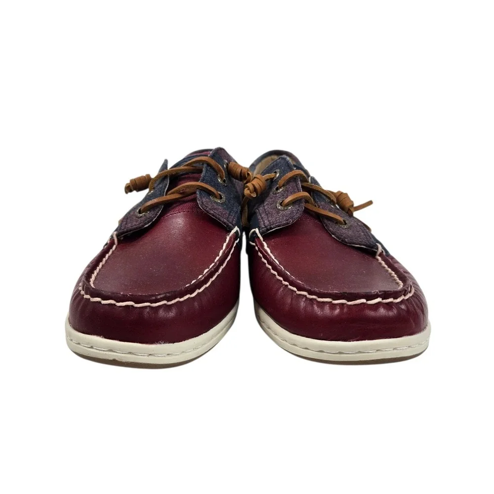 Sperry Songfish Varsity Wool Boat Shoe Women's 10 Maroon Navy 84410 NWOB